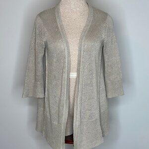 J. Jill Women's 100% Linen Open Front Cardigan Taupe Colored Size Petite XS